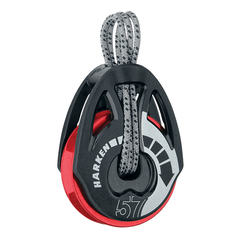 [HK-2160.RED] HARKEN  57 mm T2 Soft-Attach Ratchamatic® Block — Red Sheave