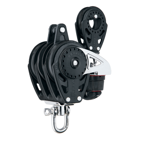 [HK-2687] HARKEN  75 mm Triple Ratchamatic® Block — Swivel, Becket, Cam Cleat, 57 mm Block