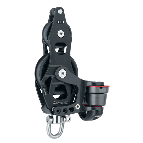 [HK-6264] HARKEN  60 mm Aluminum Element Fiddle Block — Swivel, Becket, Cam Cleat