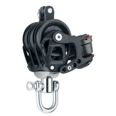 [HK-6275] HARKEN  60 mm Aluminum Element Triple Block — Swivel, Becket, Cam Cleat